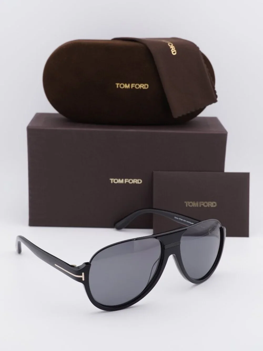 Tom Ford Dimitry FT0334 01D Aviator Sunglasses - Shiny Black / Smoke Polarized